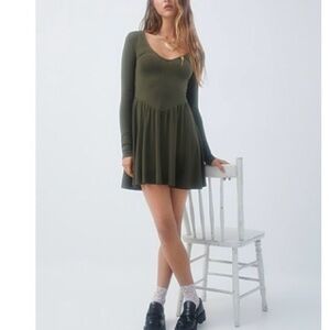 Twik Deep Green Long Sleeve Dress